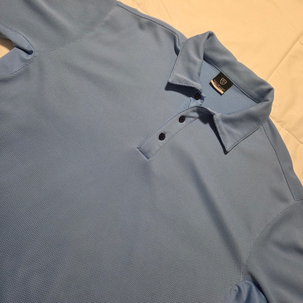Nike Golf Mens Fit Dry Polo Shirt Light Blue Textured Waffle Knit Size Large